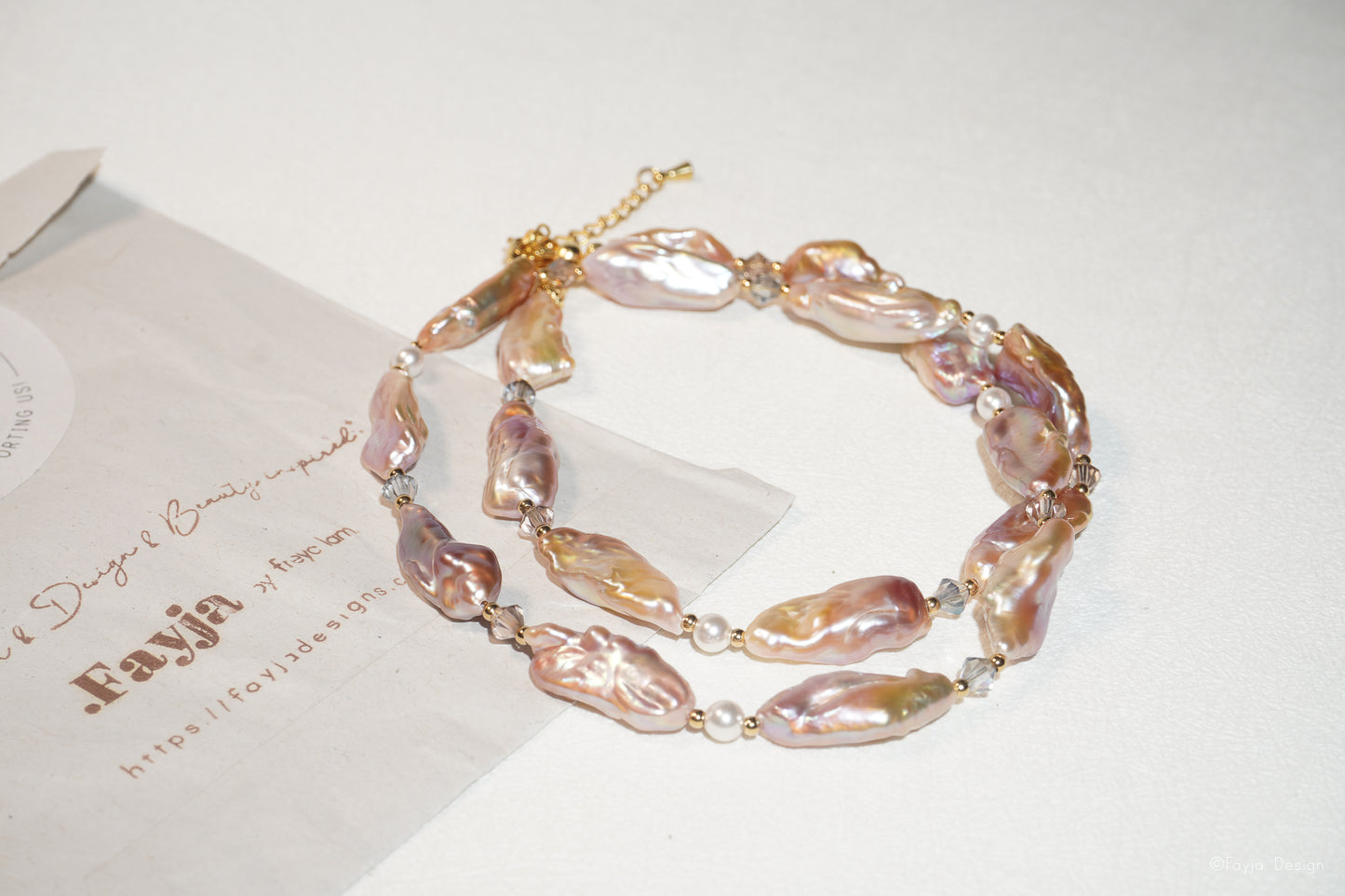 Regal Reverie - Handcrafted pearl necklace and bracelet
