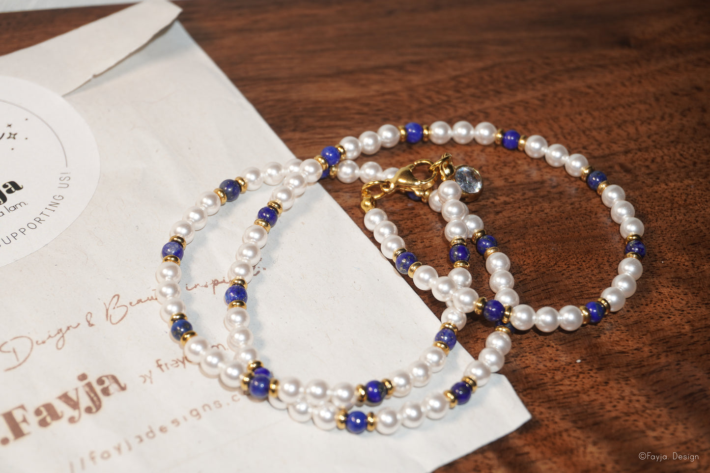 Lapis Luxe Necklace - Swarovski pearls and Lazurite stones necklace