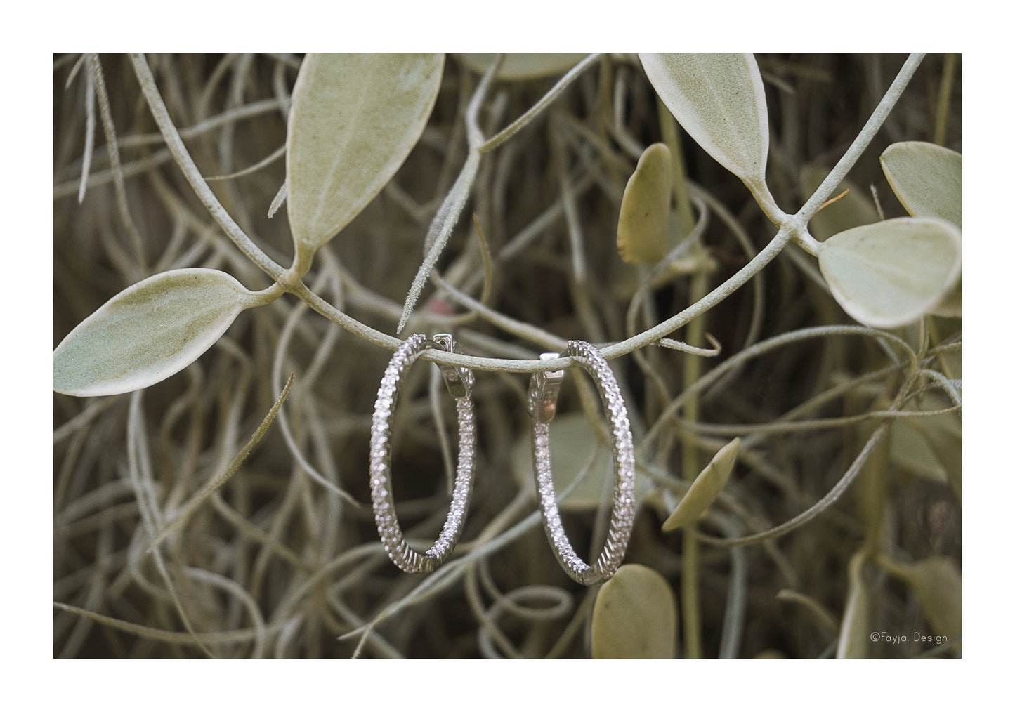 Hand Crafted Sterling silver Cubic Zirconia Ear Hoops