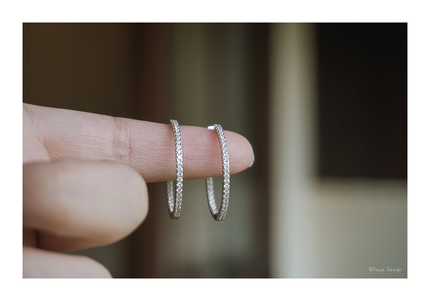 Hand Crafted Sterling silver Cubic Zirconia Ear Hoops