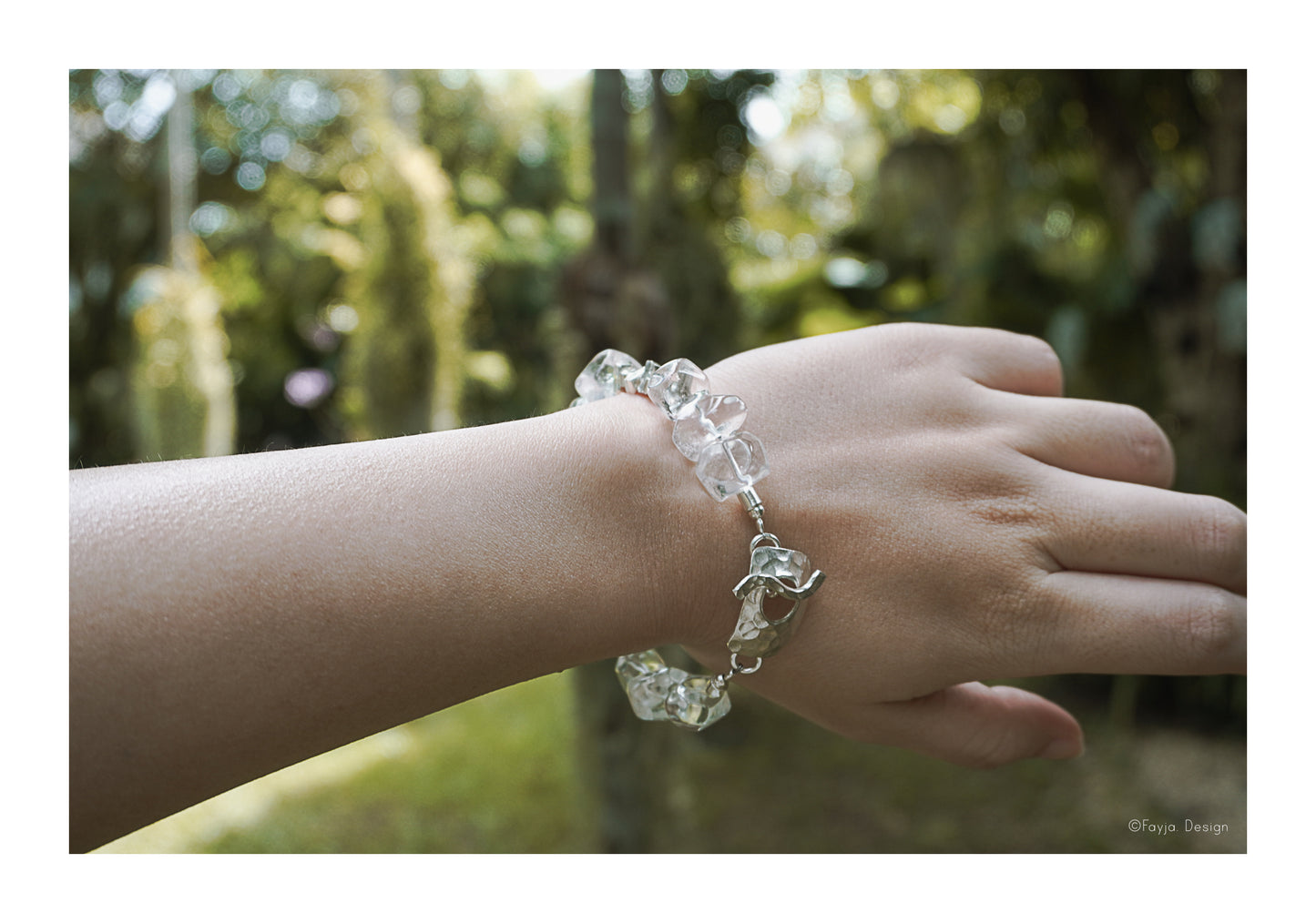 Clear Reflection - Hand Crafted Clear Quartz sterling silver Bracelet
