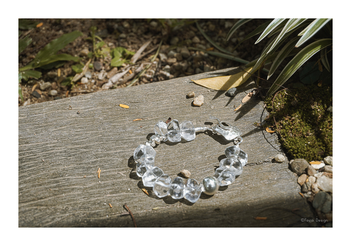 Clear Reflection - Hand Crafted Clear Quartz sterling silver Bracelet