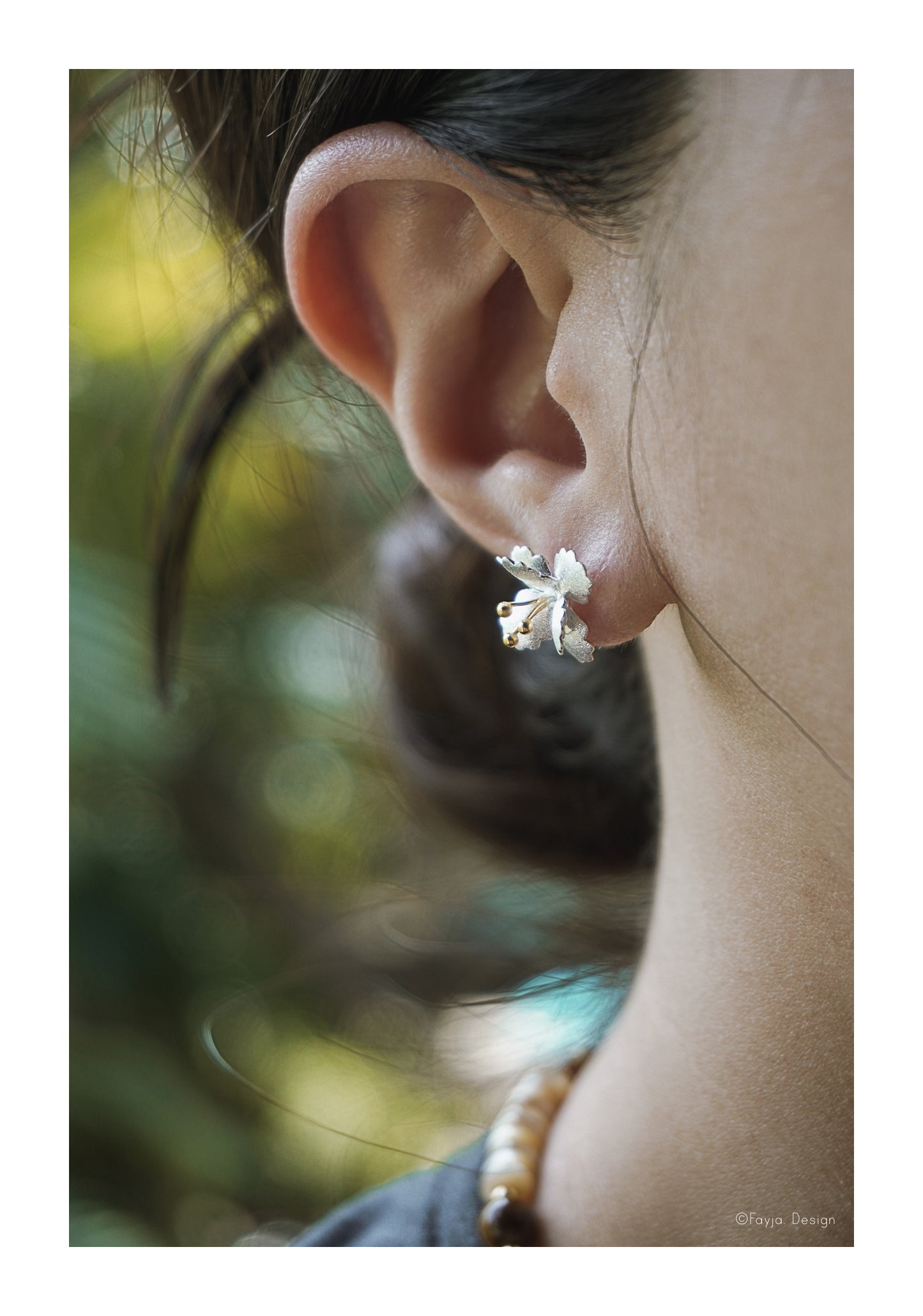 Ethereal Bloom - hand crafted sterling silver floral ear stud