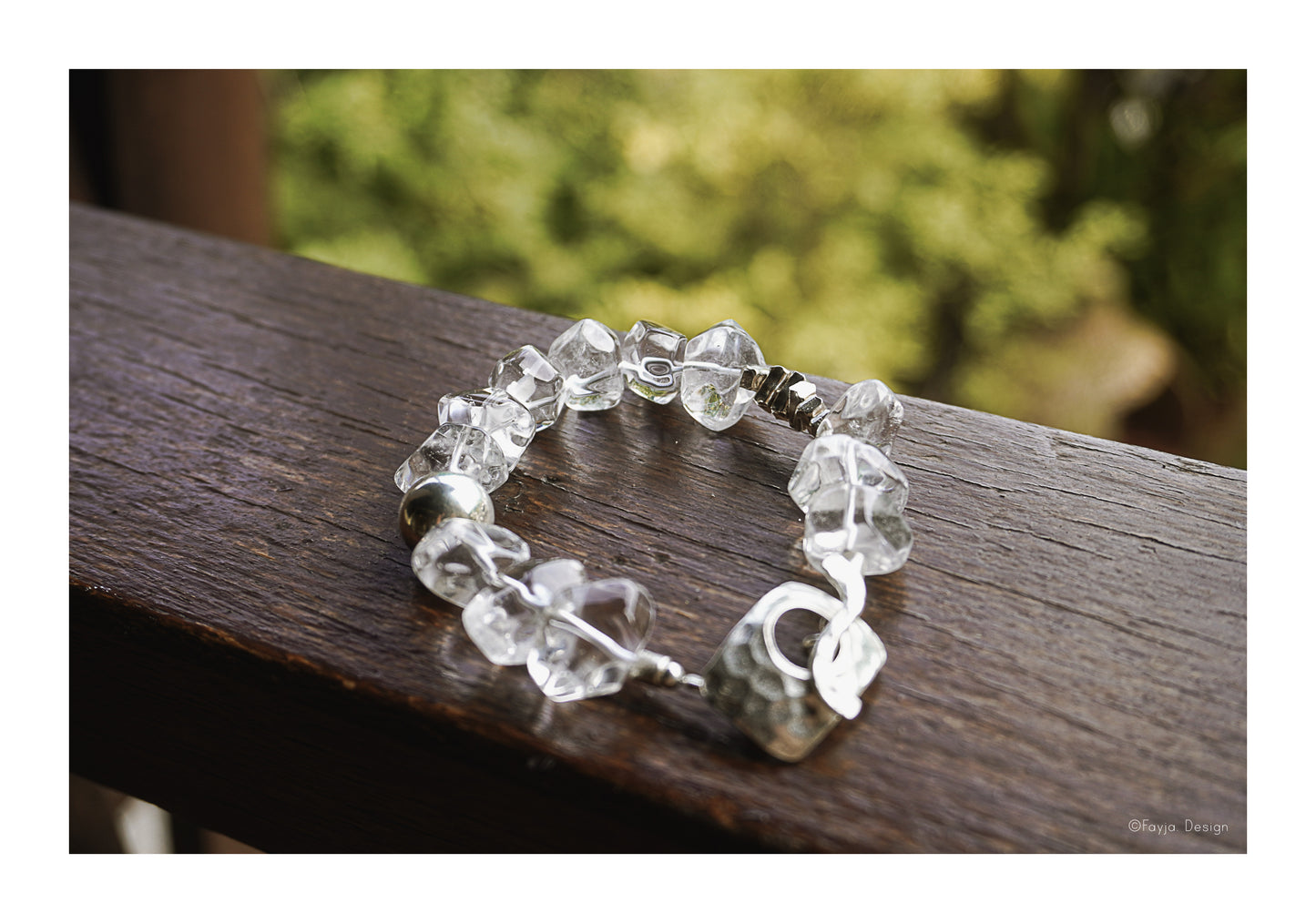 Clear Reflection - Hand Crafted Clear Quartz sterling silver Bracelet