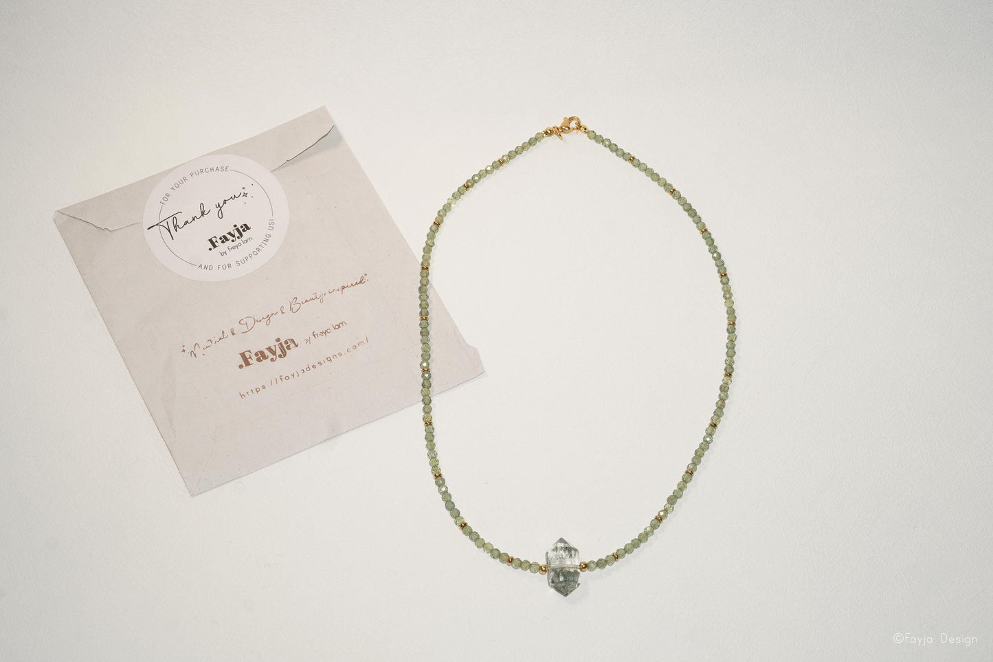 Verdant Essence Necklace - Green Phantom Quartz and green apatite necklace