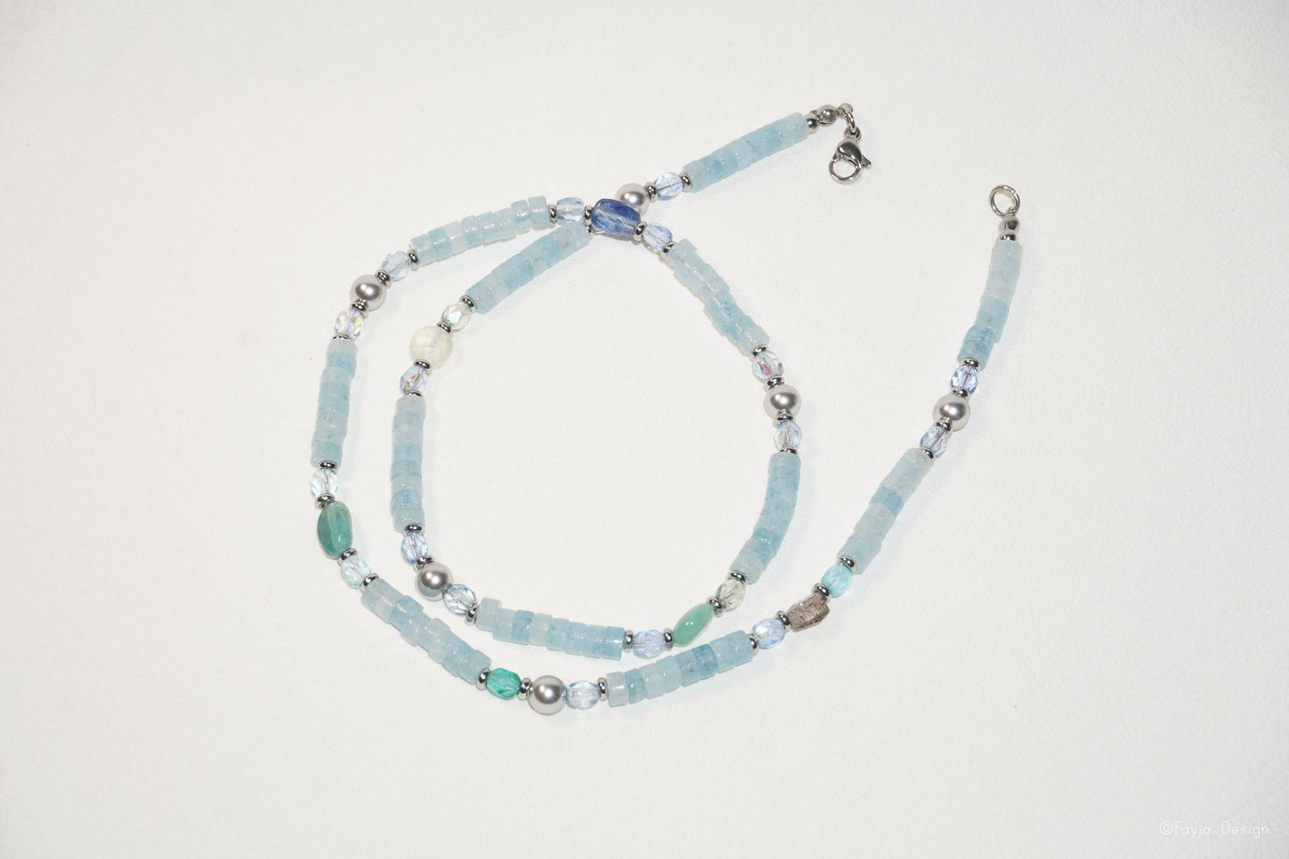 Aqua Serenity - Aquamarine with Blue Sapphire birthstone necklace