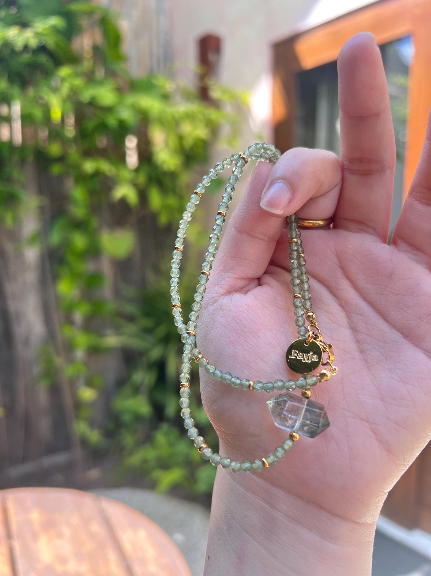 Verdant Essence Necklace - Green Phantom Quartz and green apatite necklace