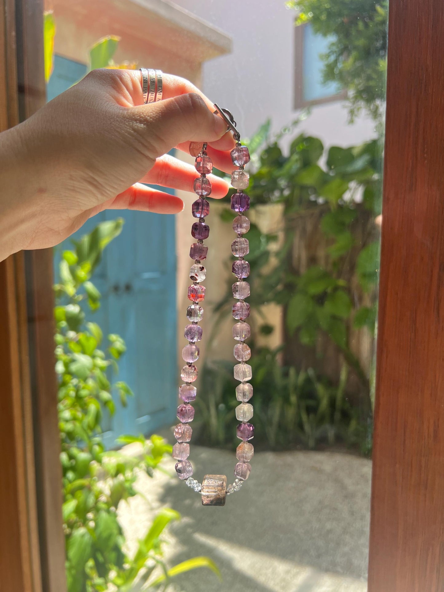 Radiant Super Seven Cube Crystal Pendant Necklace for Spiritual Seekers