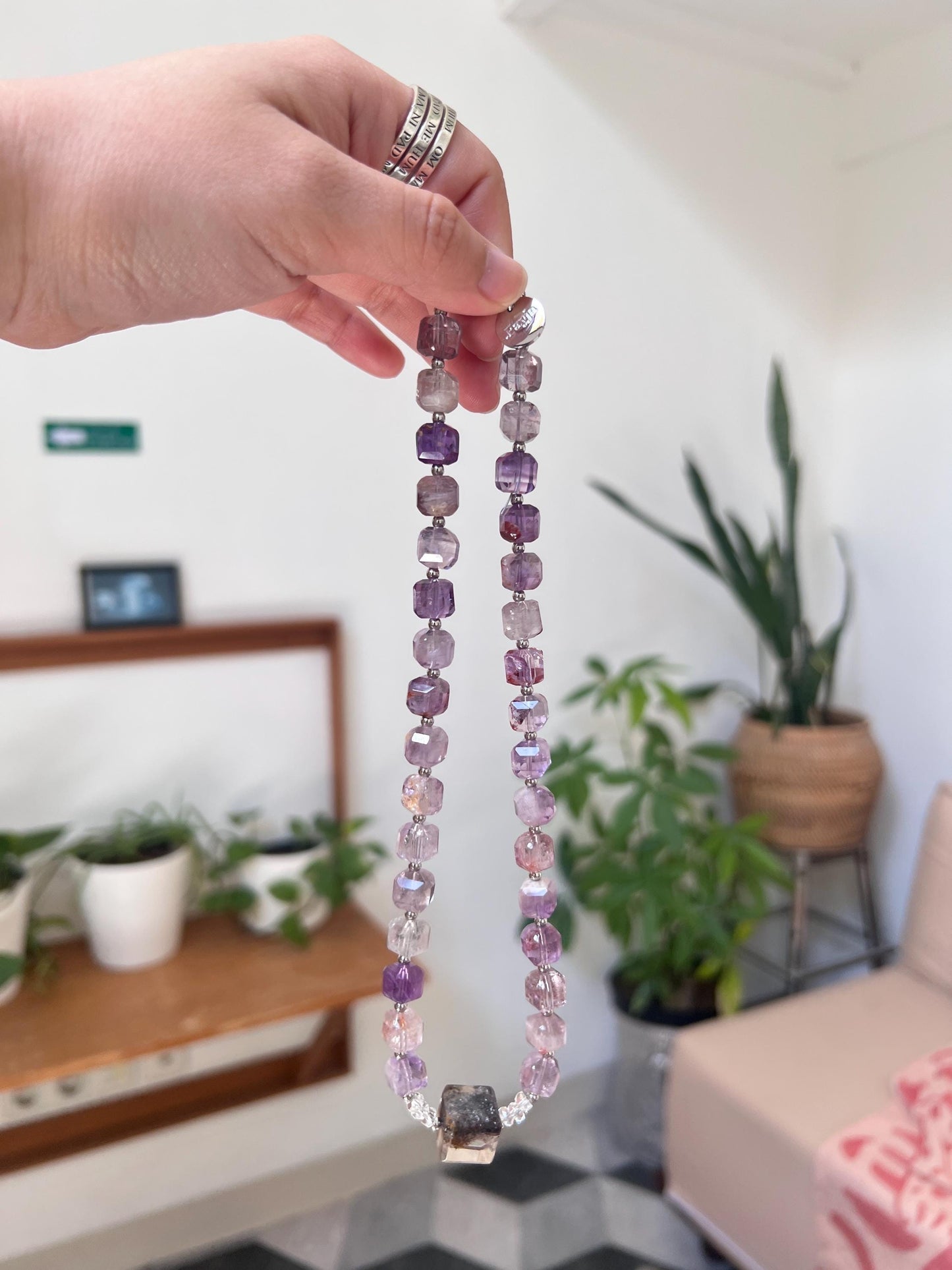 Radiant Super Seven Cube Crystal Pendant Necklace for Spiritual Seekers