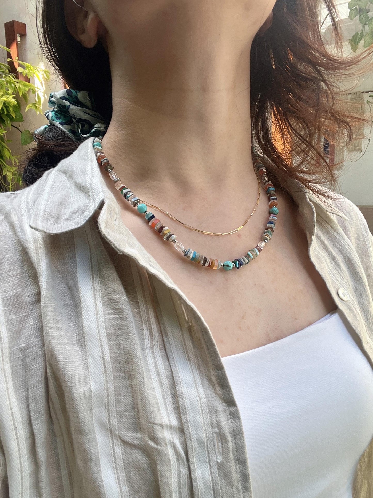 Happy Together- mixed gemstones necklace rainbow color gift for her