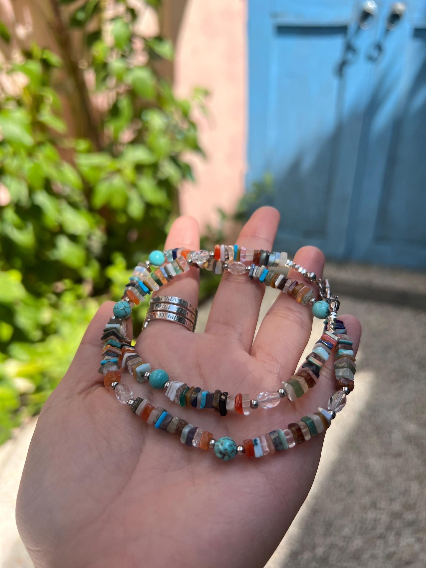 Happy Together- mixed gemstones necklace rainbow color gift for her