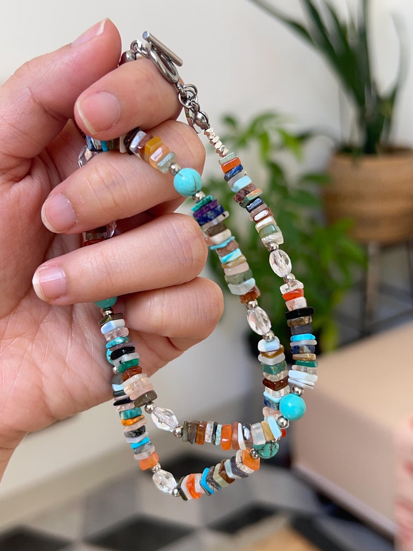 Happy Together- mixed gemstones necklace rainbow color gift for her