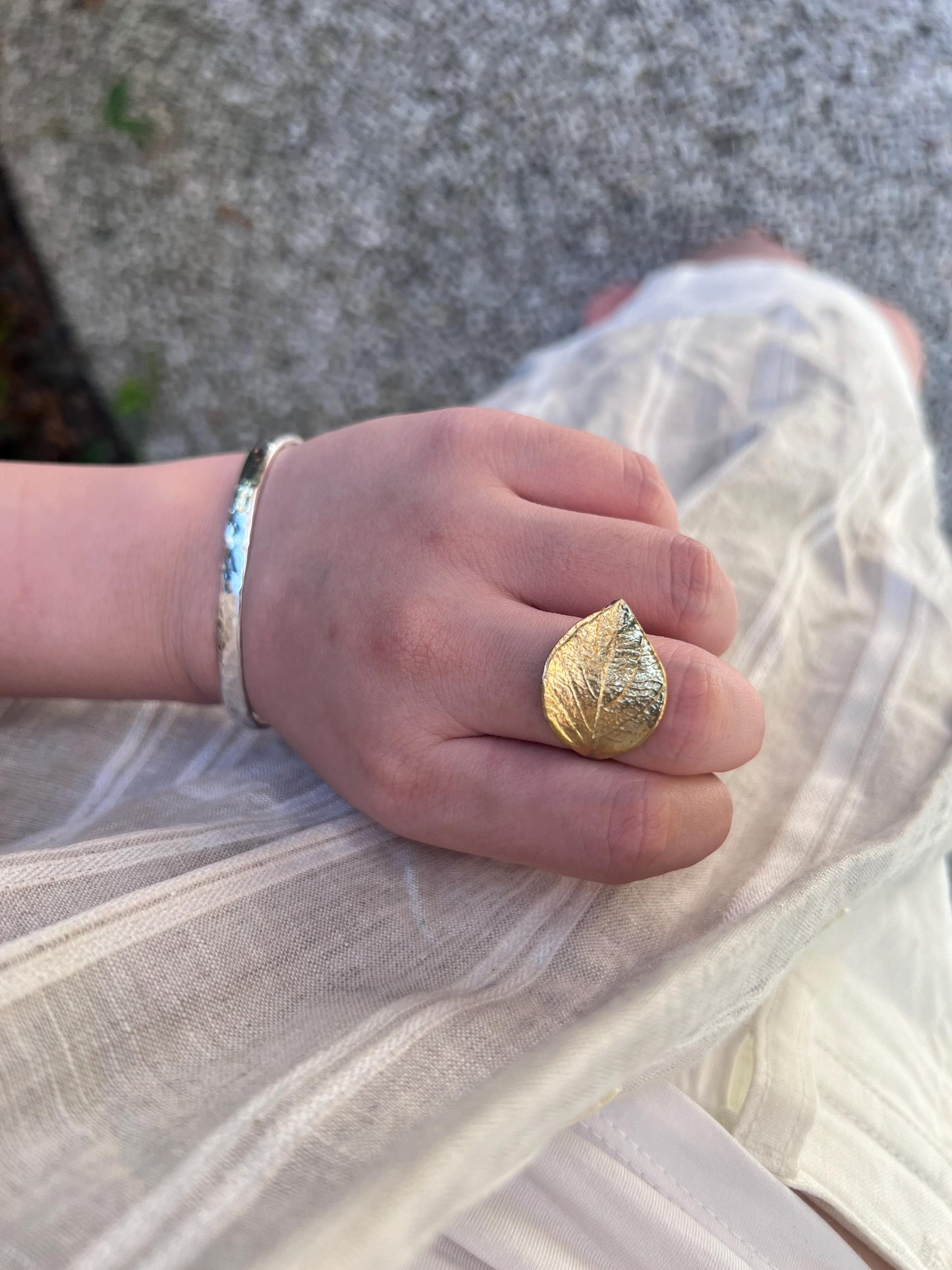 leaf brass ring statement rings gift for her