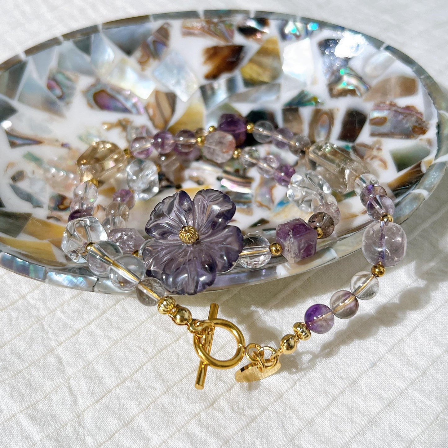 Elegant Amethyst Super 7 & Clear Quartz Choker/Bracelet gift for her