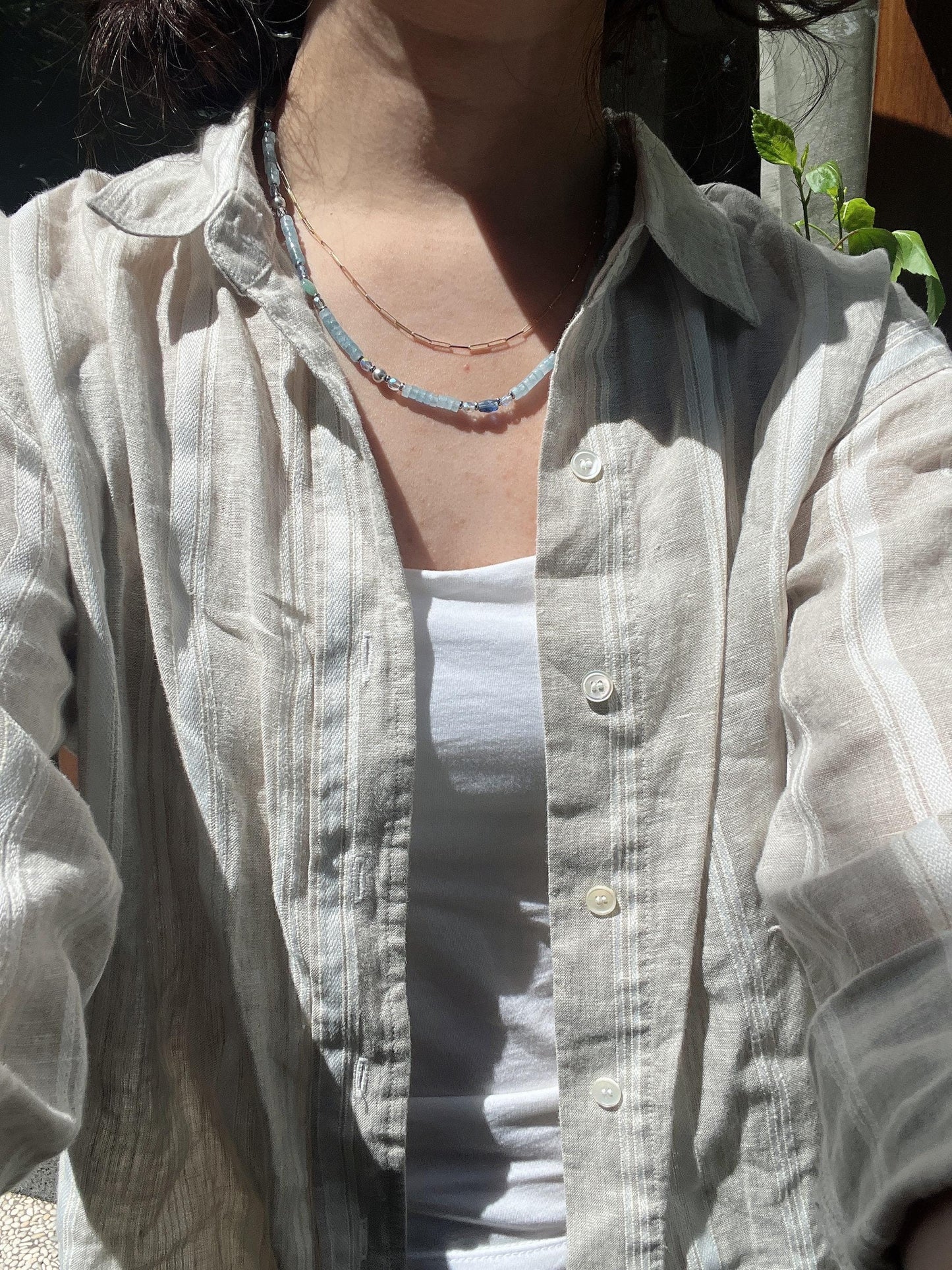 Aqua Serenity - Aquamarine with Blue Sapphire birthstone necklace