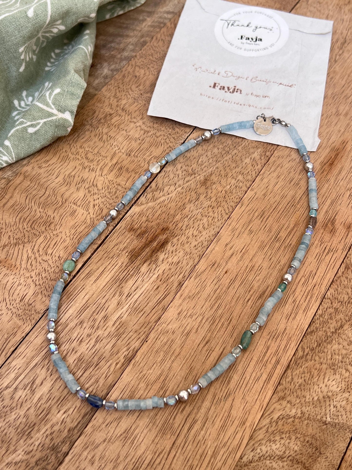 Aqua Serenity - Aquamarine with Blue Sapphire birthstone necklace