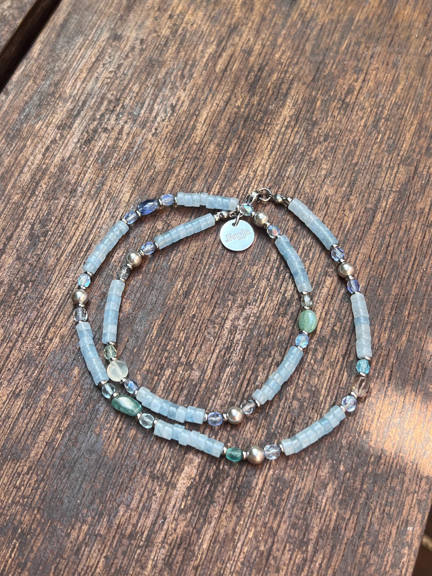 Aqua Serenity - Aquamarine with Blue Sapphire birthstone necklace