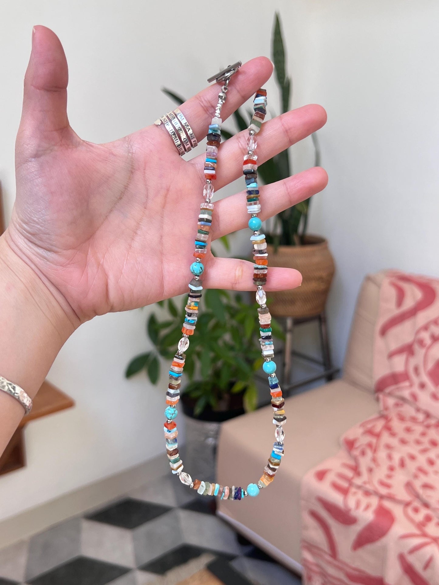 Happy Together- mixed gemstones necklace rainbow color gift for her