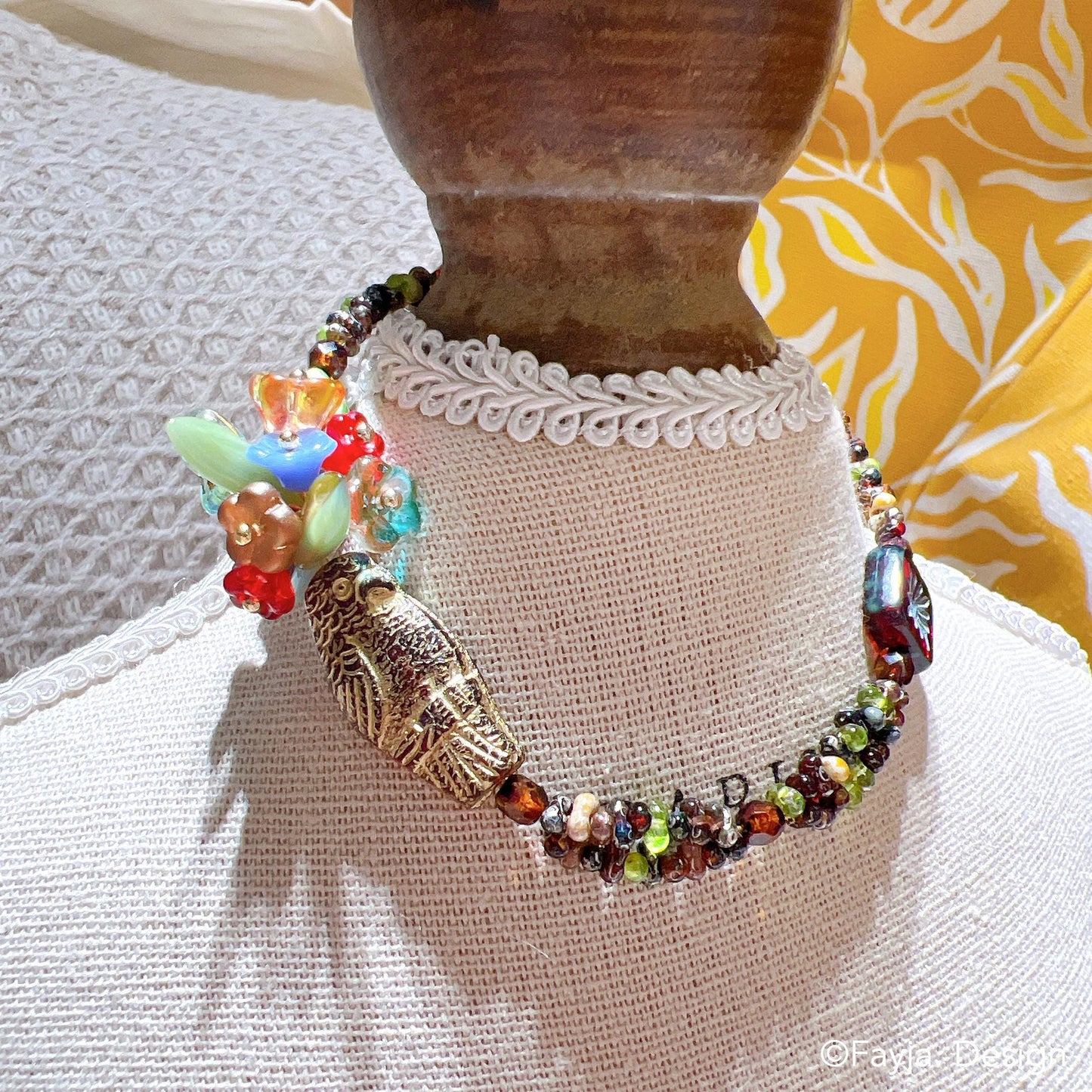 Bohemian Flower Bouquet Parrot Bracelet | Colorful Vacation Gift Jewelry | Gift for Her