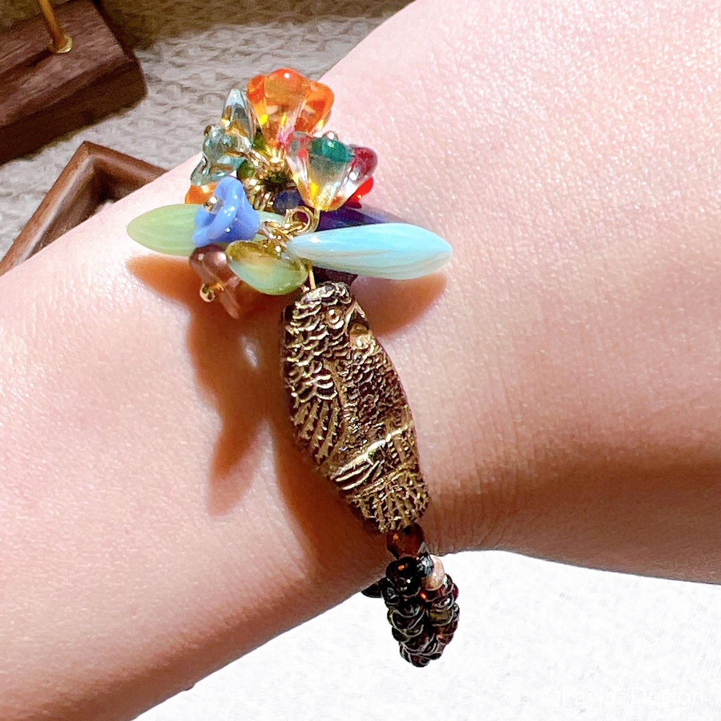 Bohemian Flower Bouquet Parrot Bracelet | Colorful Vacation Gift Jewelry | Gift for Her