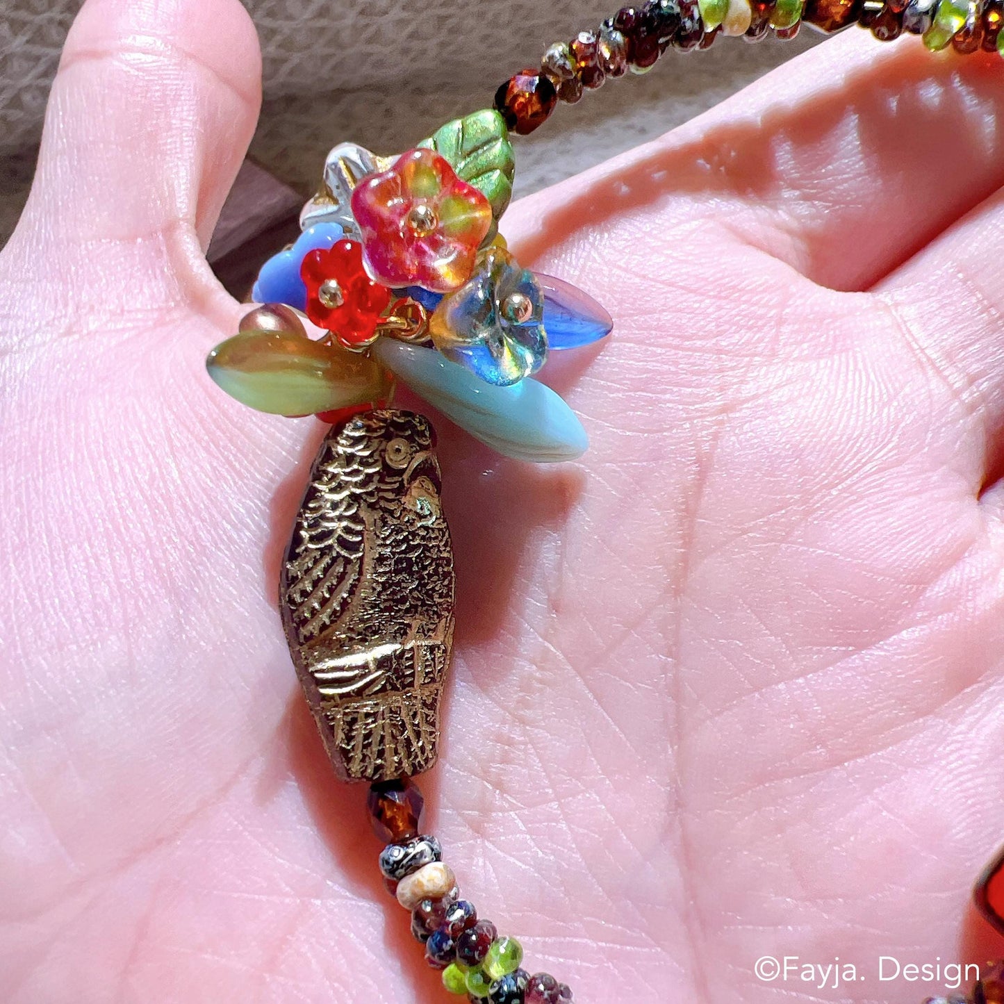 Bohemian Flower Bouquet Parrot Bracelet | Colorful Vacation Gift Jewelry | Gift for Her