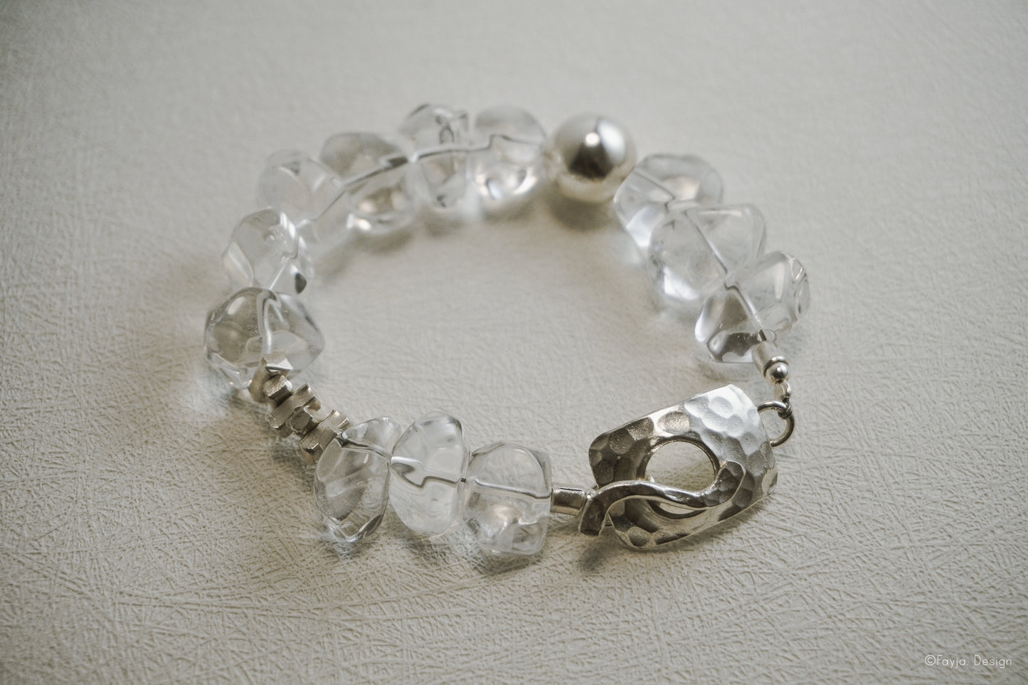 Clear Reflection - Hand Crafted Clear Quartz sterling silver Bracelet