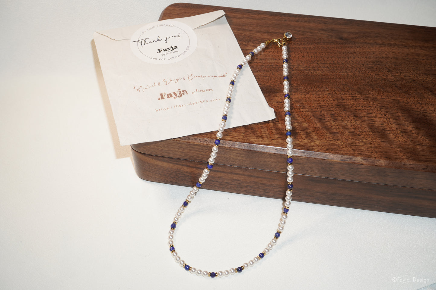 Lapis Luxe Necklace - Swarovski pearls and Lazurite stones necklace