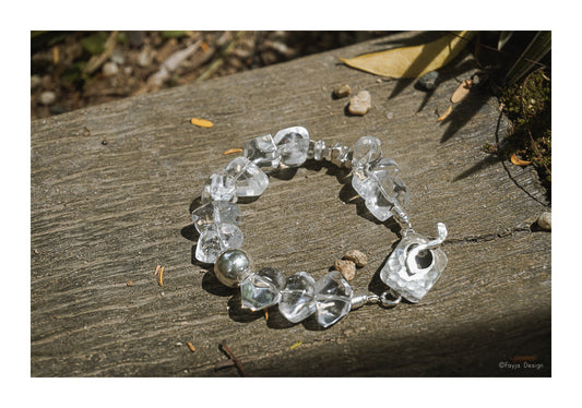 Clear Reflection - Hand Crafted Clear Quartz sterling silver Bracelet