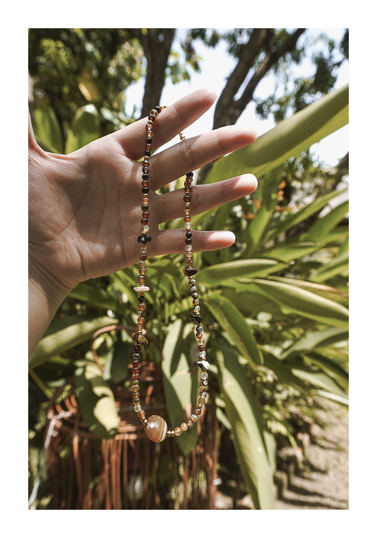 Agate with mixed gemstones corker necklace