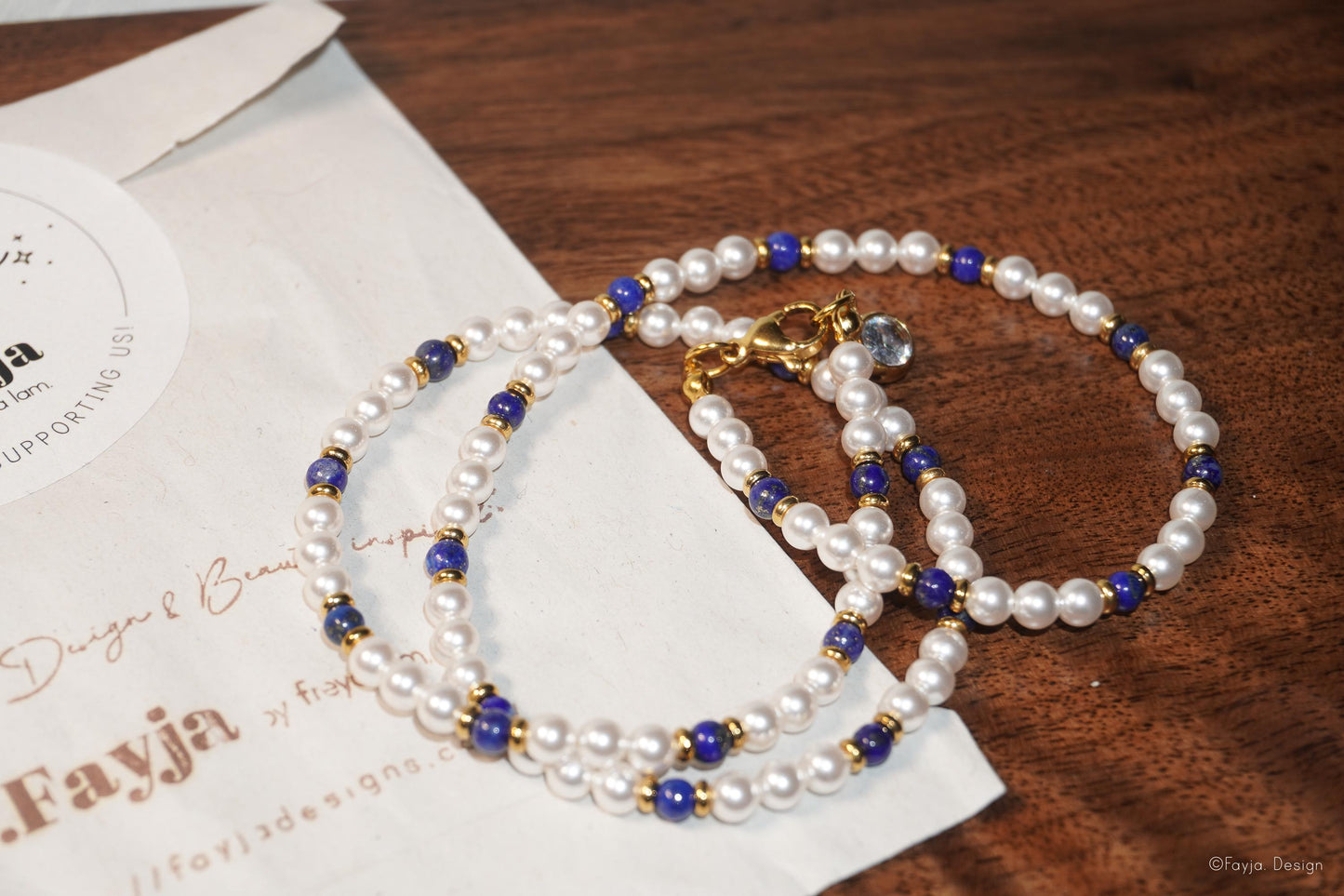Lapis Luxe Necklace - Swarovski pearls and Lazurite stones necklace