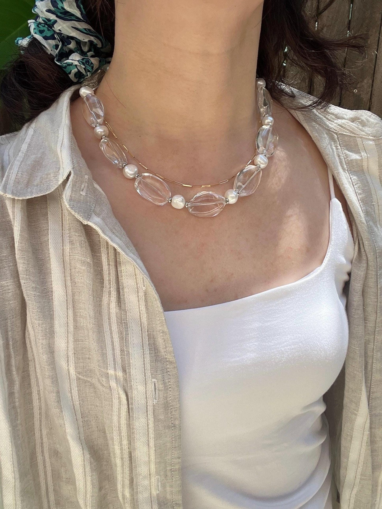 Glistening Tide Necklace - Clear Quartz necklace