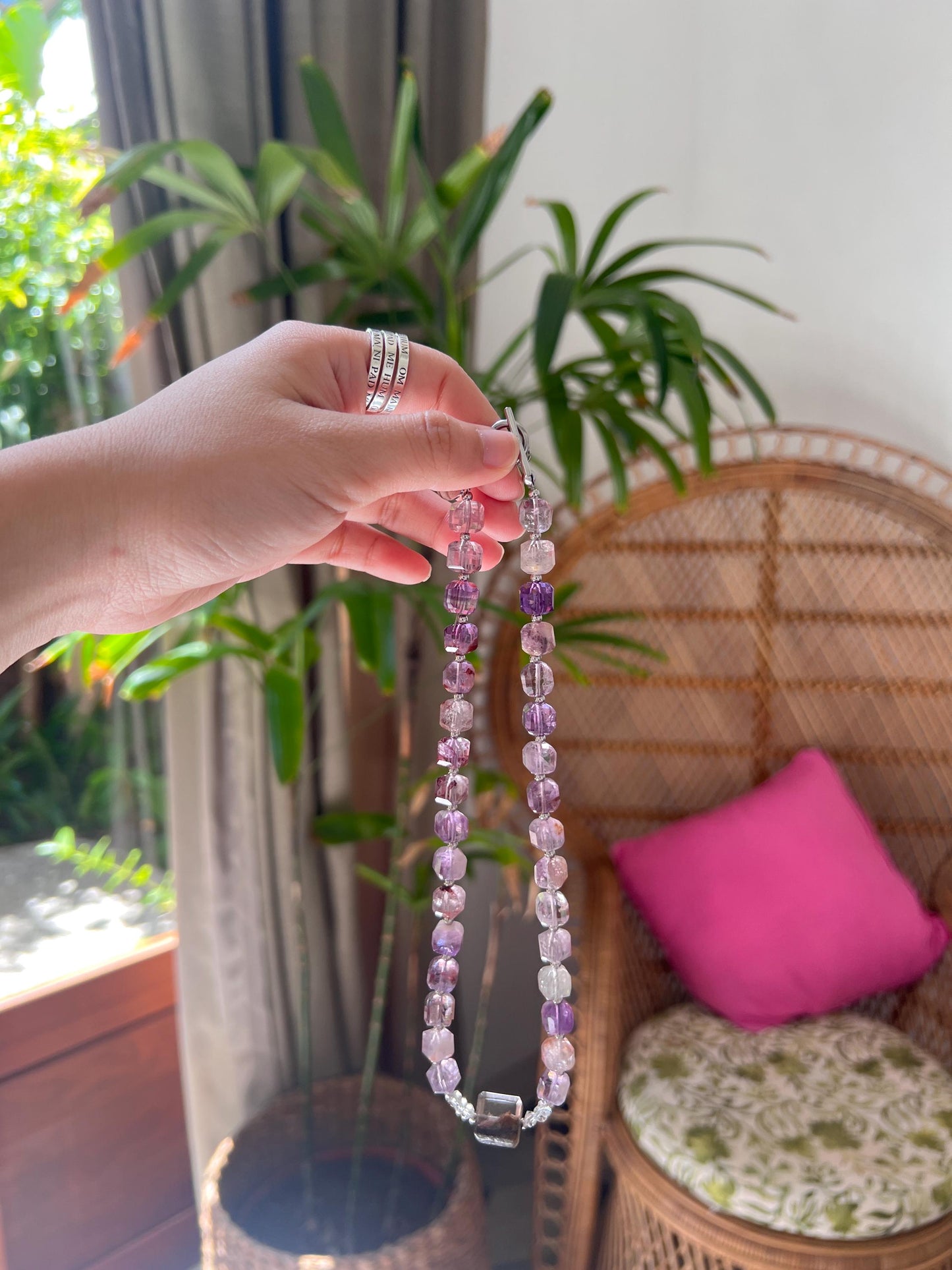 Radiant Super Seven Cube Crystal Pendant Necklace for Spiritual Seekers