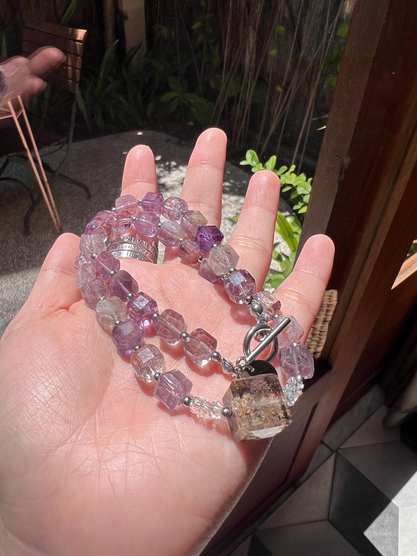 Radiant Super Seven Cube Crystal Pendant Necklace for Spiritual Seekers