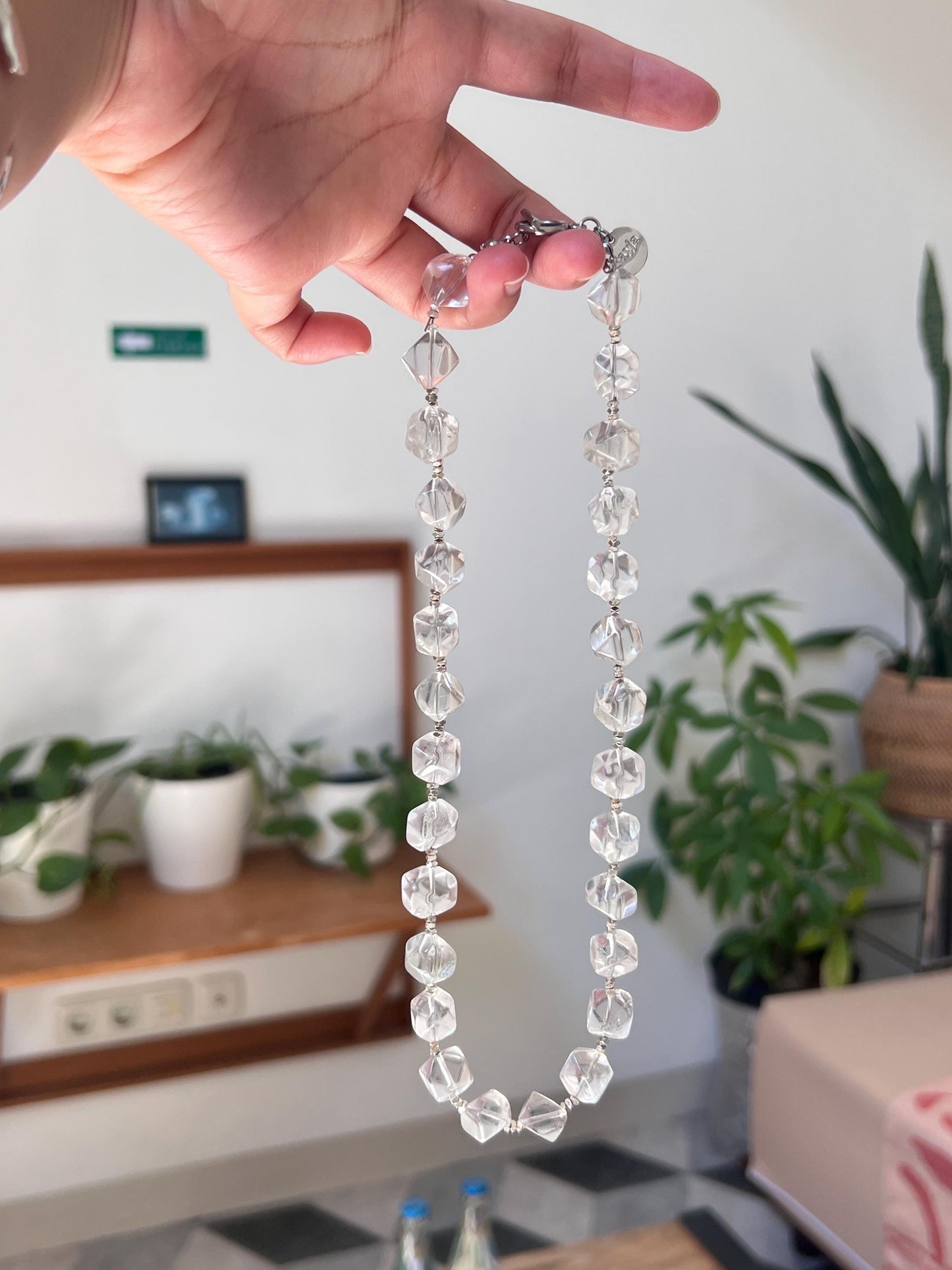 Crystal Clear Elegance Necklace - handcrafted clear quartz necklace Vacation gift for her
