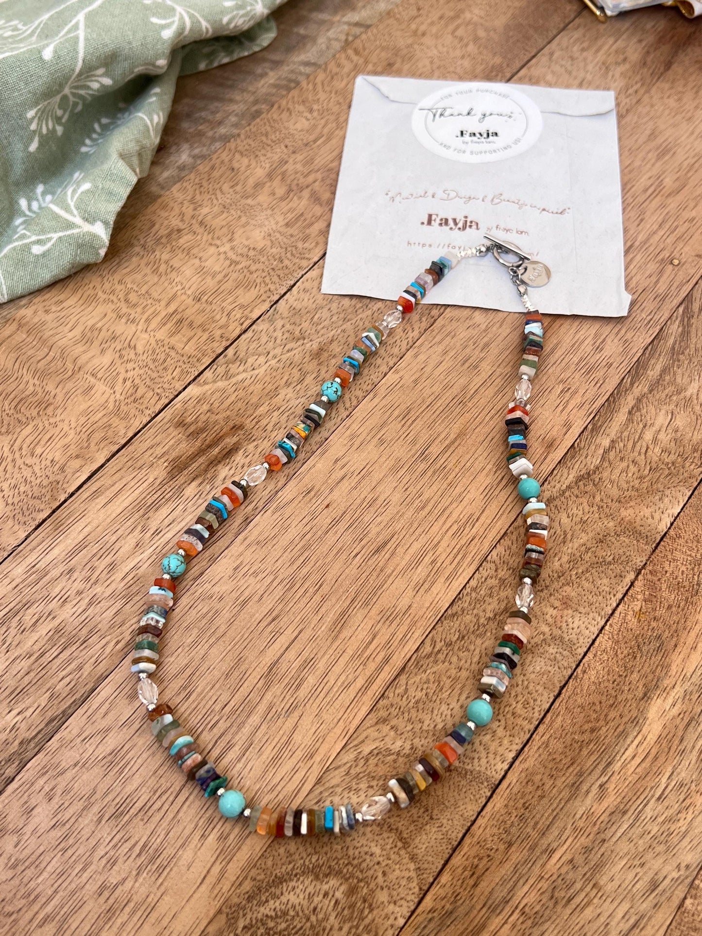 Happy Together- mixed gemstones necklace rainbow color gift for her