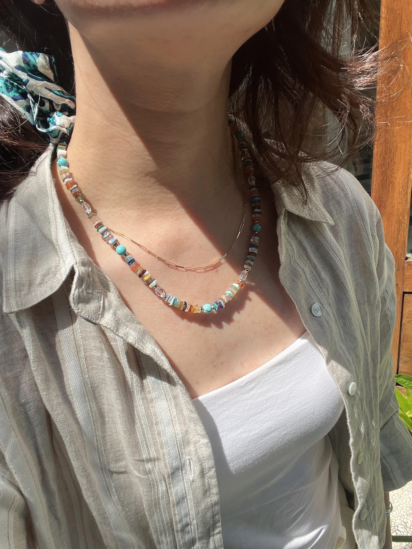Happy Together- mixed gemstones necklace rainbow color gift for her