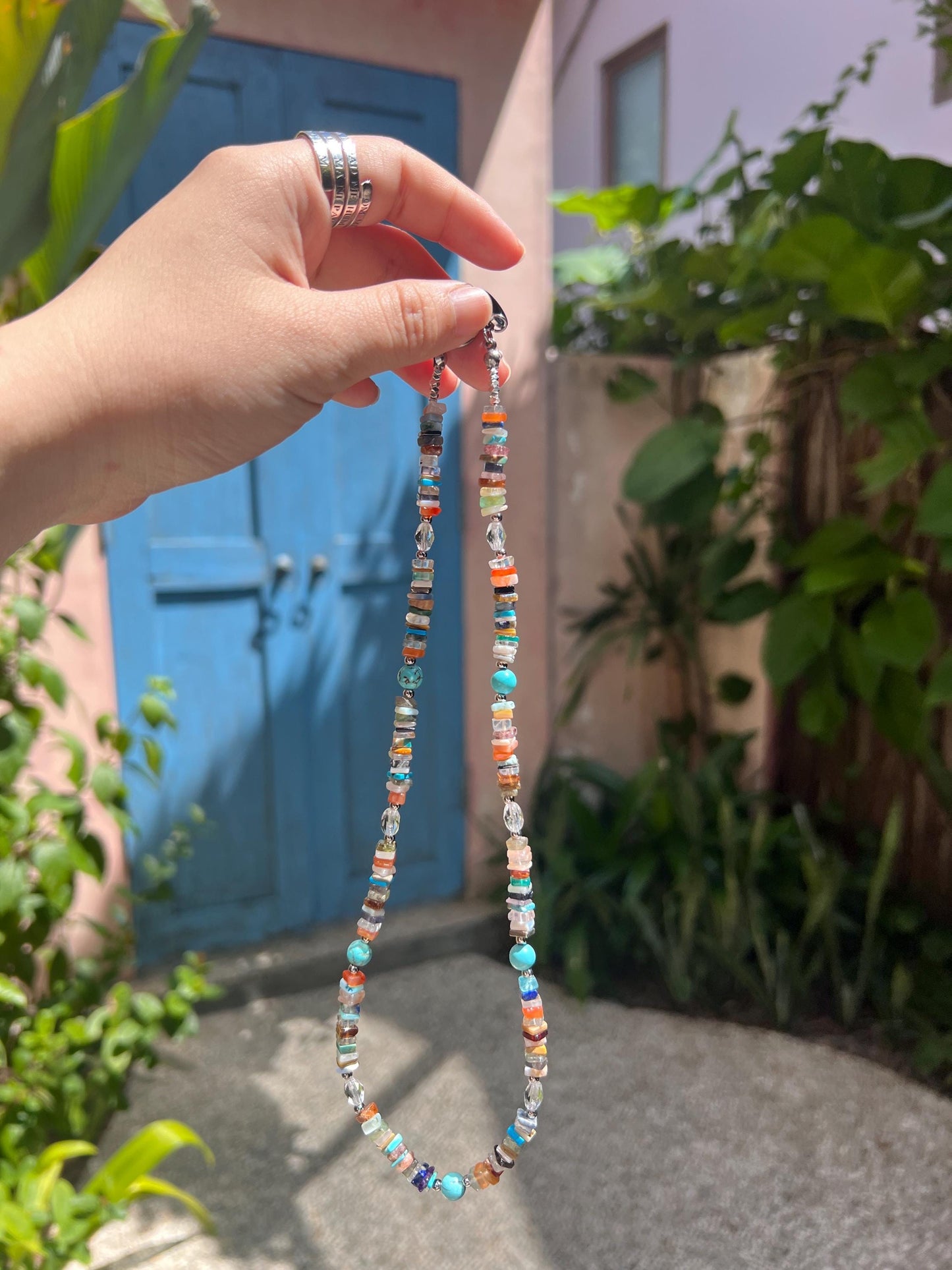 Happy Together- mixed gemstones necklace rainbow color gift for her