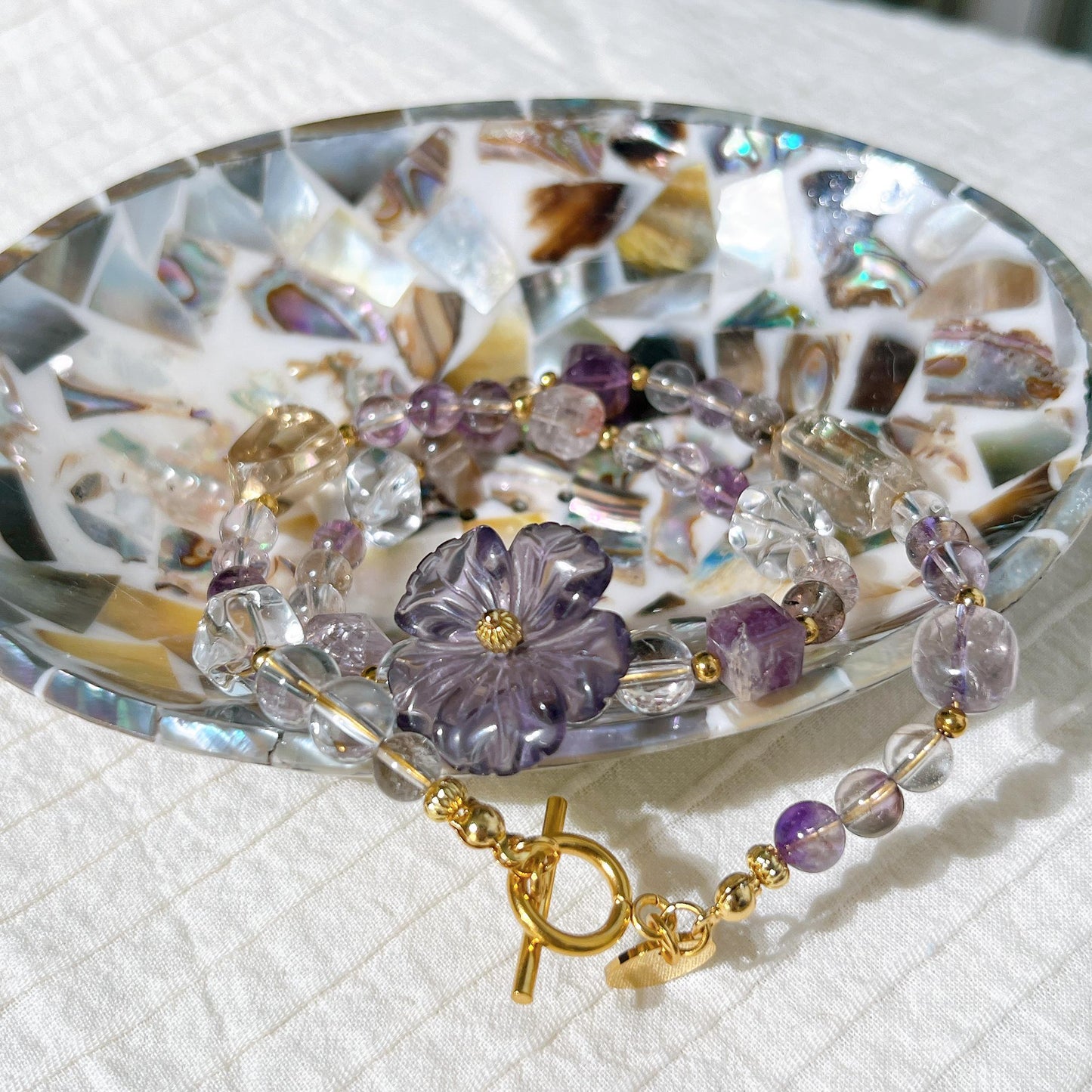 Elegant Amethyst Super 7 & Clear Quartz Choker/Bracelet gift for her
