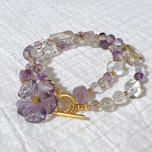 Elegant Amethyst Super 7 & Clear Quartz Choker/Bracelet gift for her