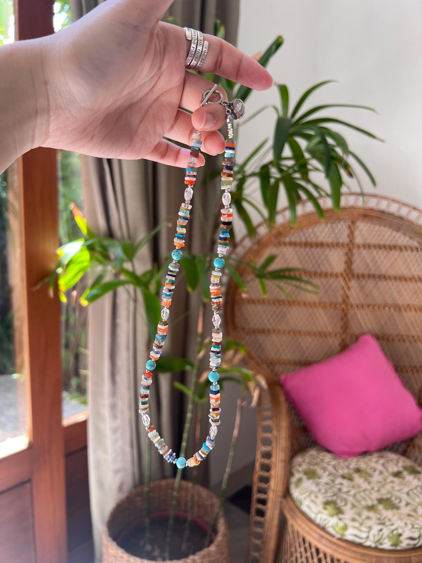 Happy Together- mixed gemstones necklace rainbow color gift for her