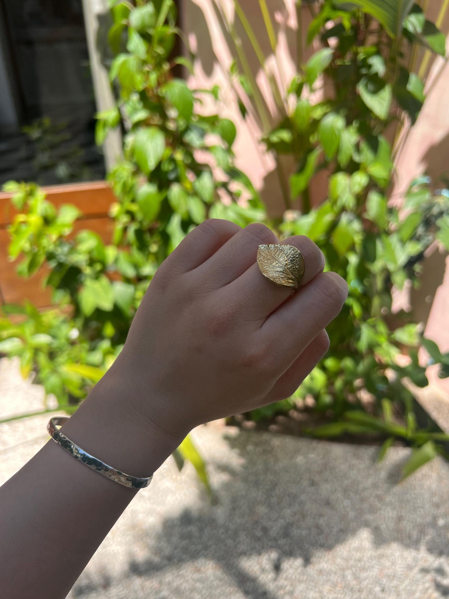 leaf brass ring statement rings gift for her