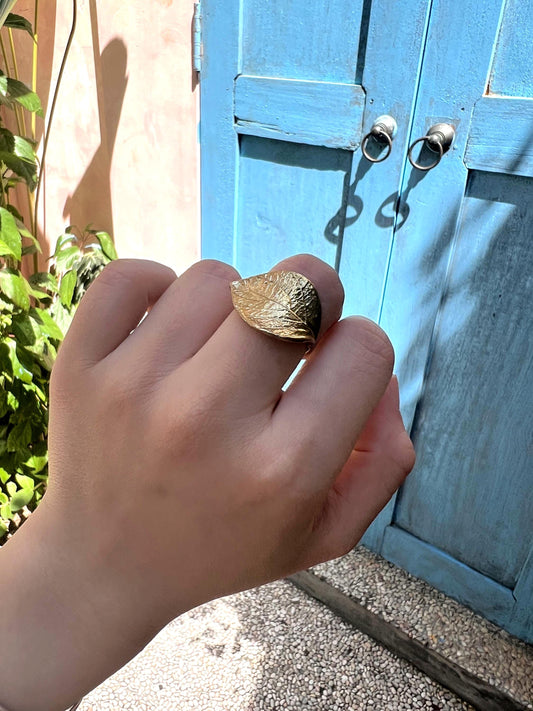 leaf brass ring statement rings gift for her
