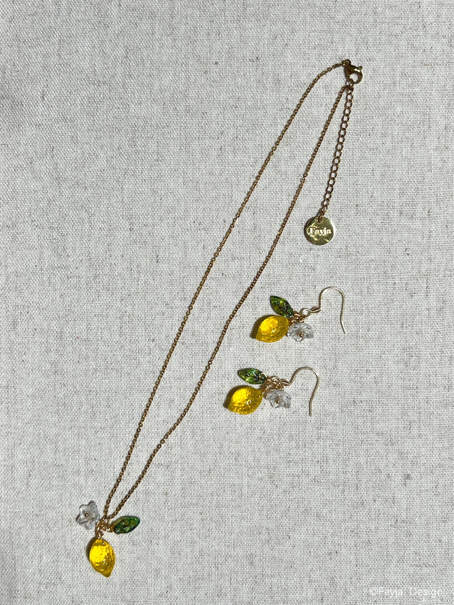 Bohemian lemon earrings, Czech bead fruit flower drop earrings, cute yellow drop earrings, Handcrafted earrings, gift for her, summer