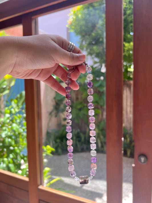 Radiant Super Seven Cube Crystal Pendant Necklace for Spiritual Seekers