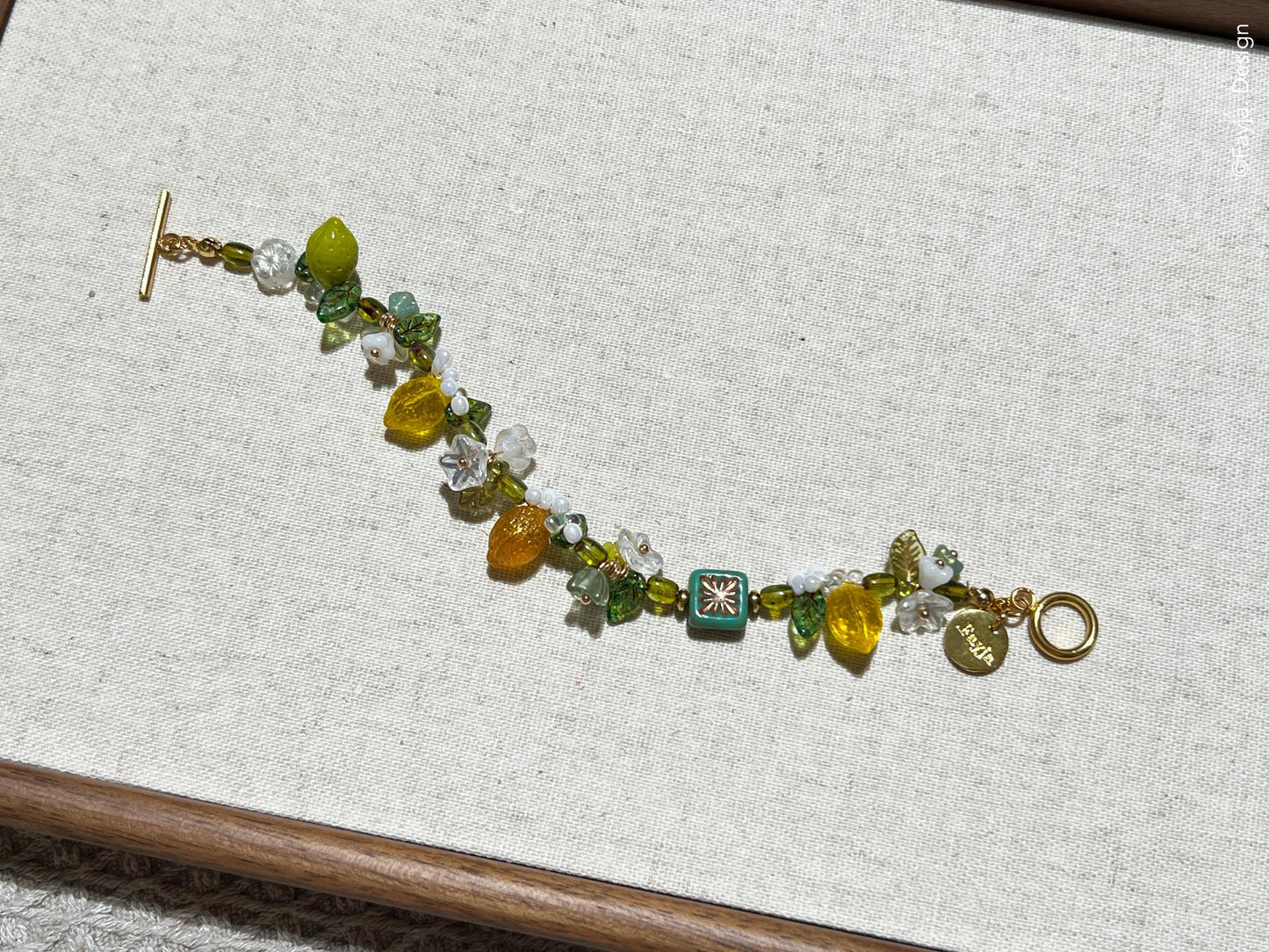Lemonade fruit jewelry, cute lemon bracelet, lemon head floral bracelet, summer jewelry for holiday vacation, bohemian bead, gift for her