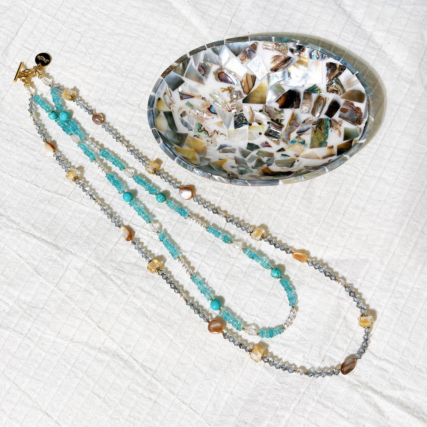 Sky apatite square cut crystal beads beaded necklace gift for her
