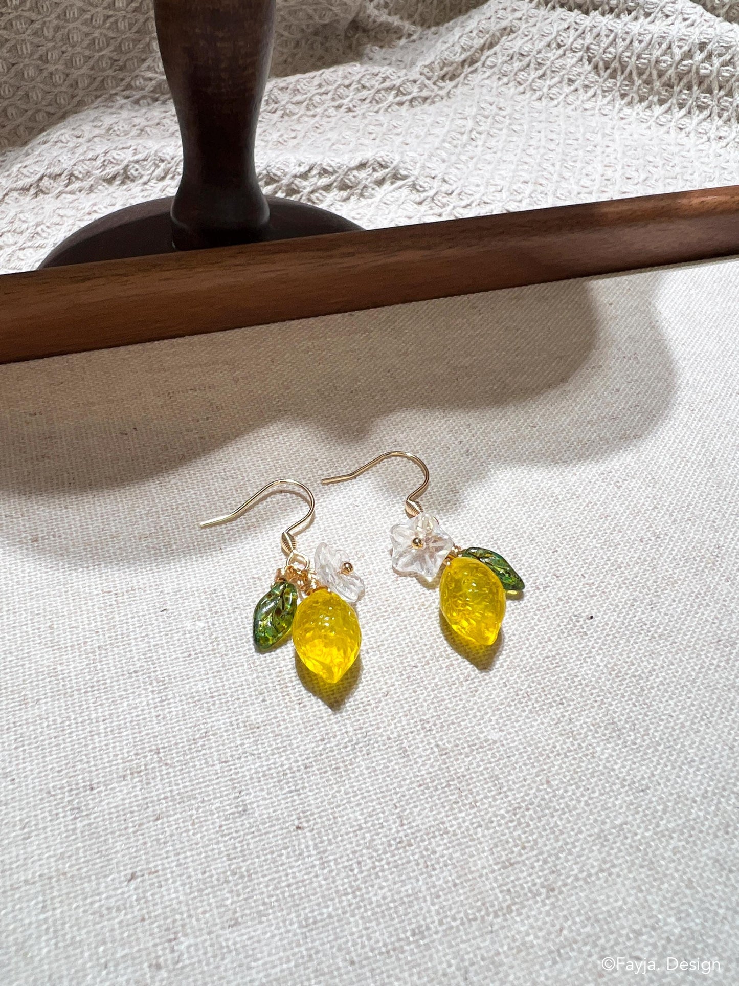 Bohemian lemon earrings, Czech bead fruit flower drop earrings, cute yellow drop earrings, Handcrafted earrings, gift for her, summer