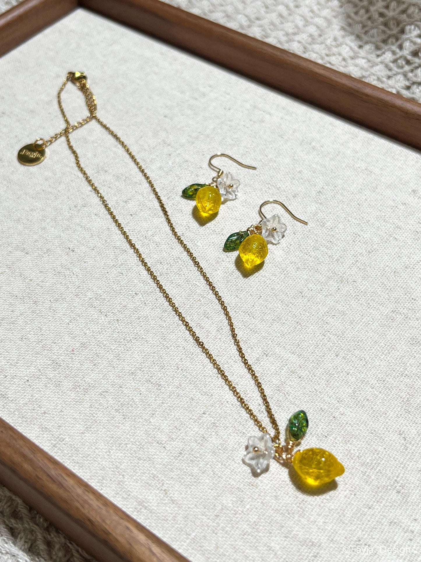Bohemian lemon earrings, Czech bead fruit flower drop earrings, cute yellow drop earrings, Handcrafted earrings, gift for her, summer
