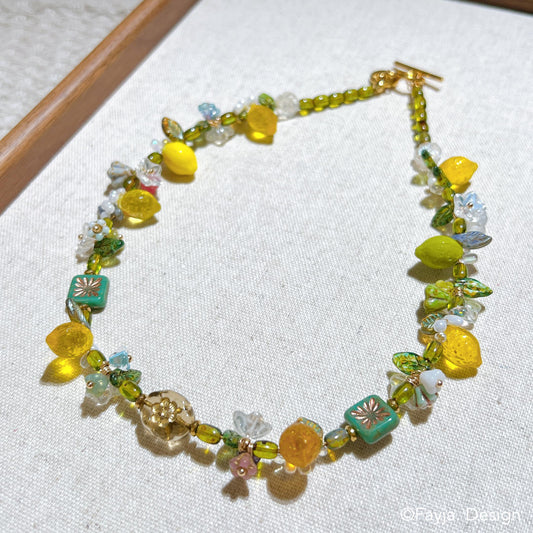 Lemonade fruit jewelry, cute lemon necklace, Lemon Tree Necklace, summer jewelry for holiday vacation, bohemian bead, gift for her