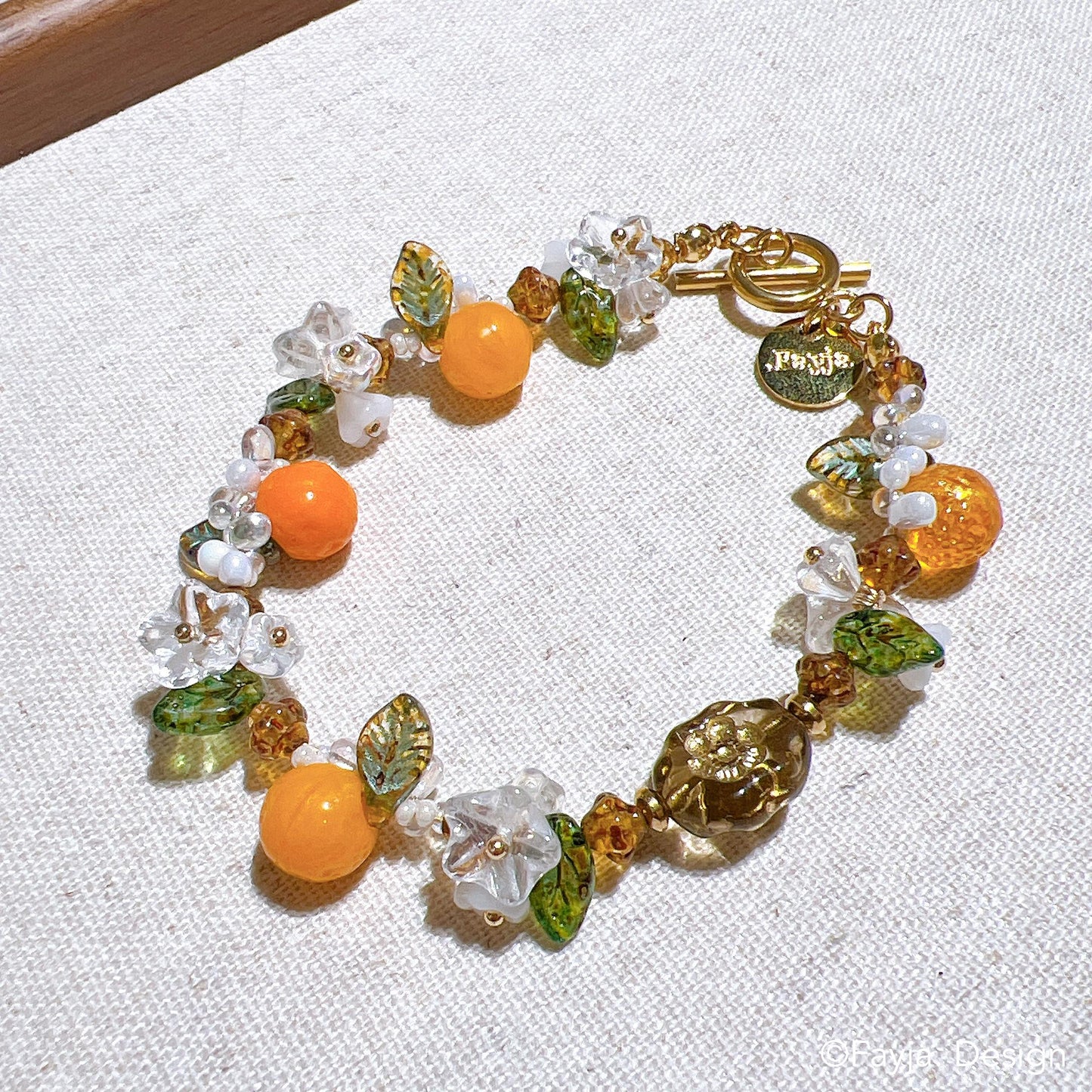 Orange fruit jewelry, cute oranges  bracelet, orange floral bracelet, summer jewelry for holiday vacation, bohemian bead, gift for her